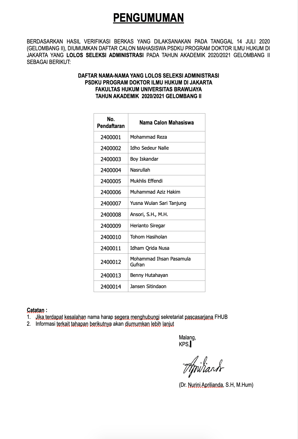 Pengumuman Hasil Seleksi Administrasi Psdku Program Doktor Ilmu Hukum Di Jakarta Fakultas Hukum Pengumuman Hasil Seleksi Administrasi Psdku Program Doktor Ilmu Hukum Di Jakarta Fakultas Hukum