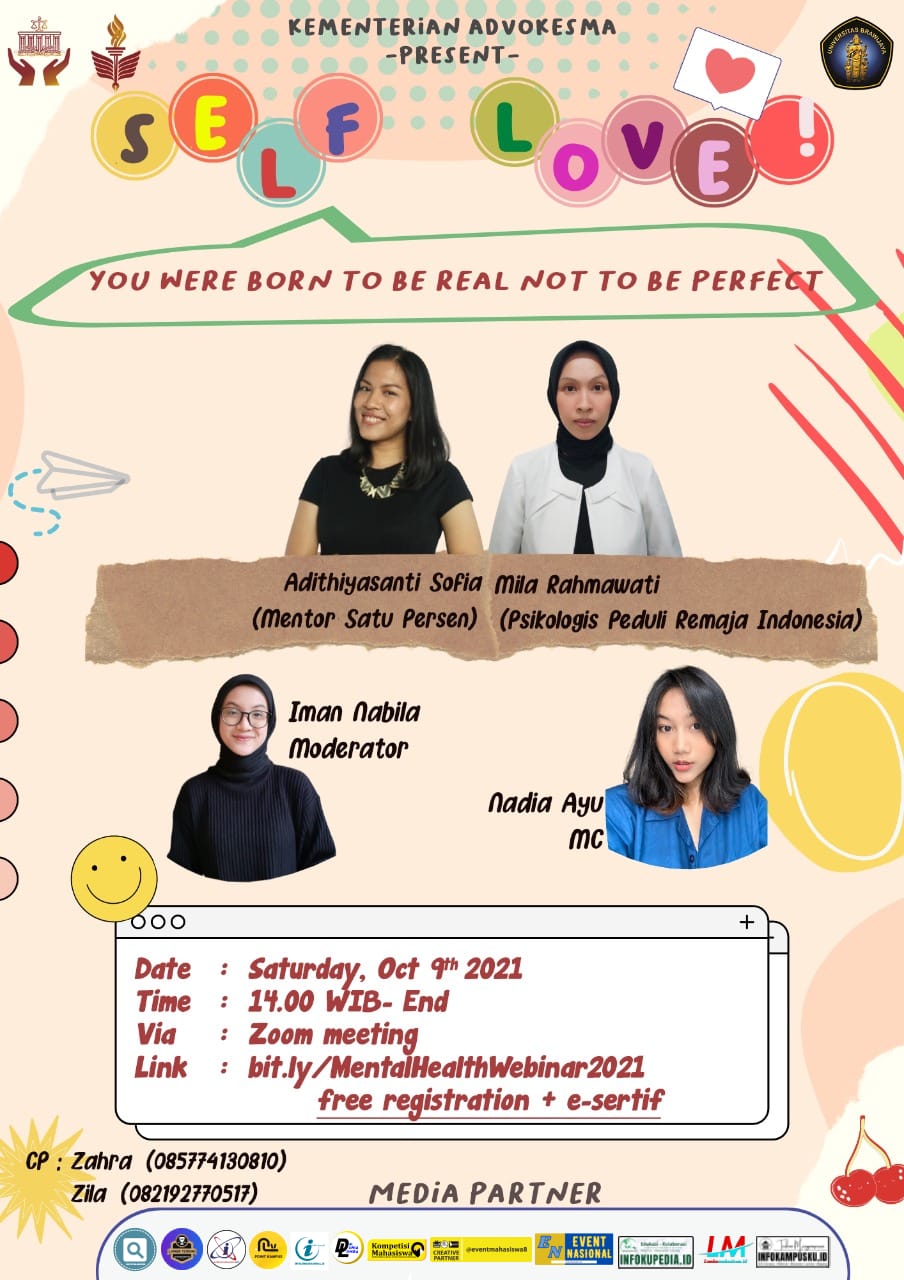 You are currently viewing 9 Oktober 2021: “Webinar Mental Health: You Were Born To Be Real Not To Be Perfect”