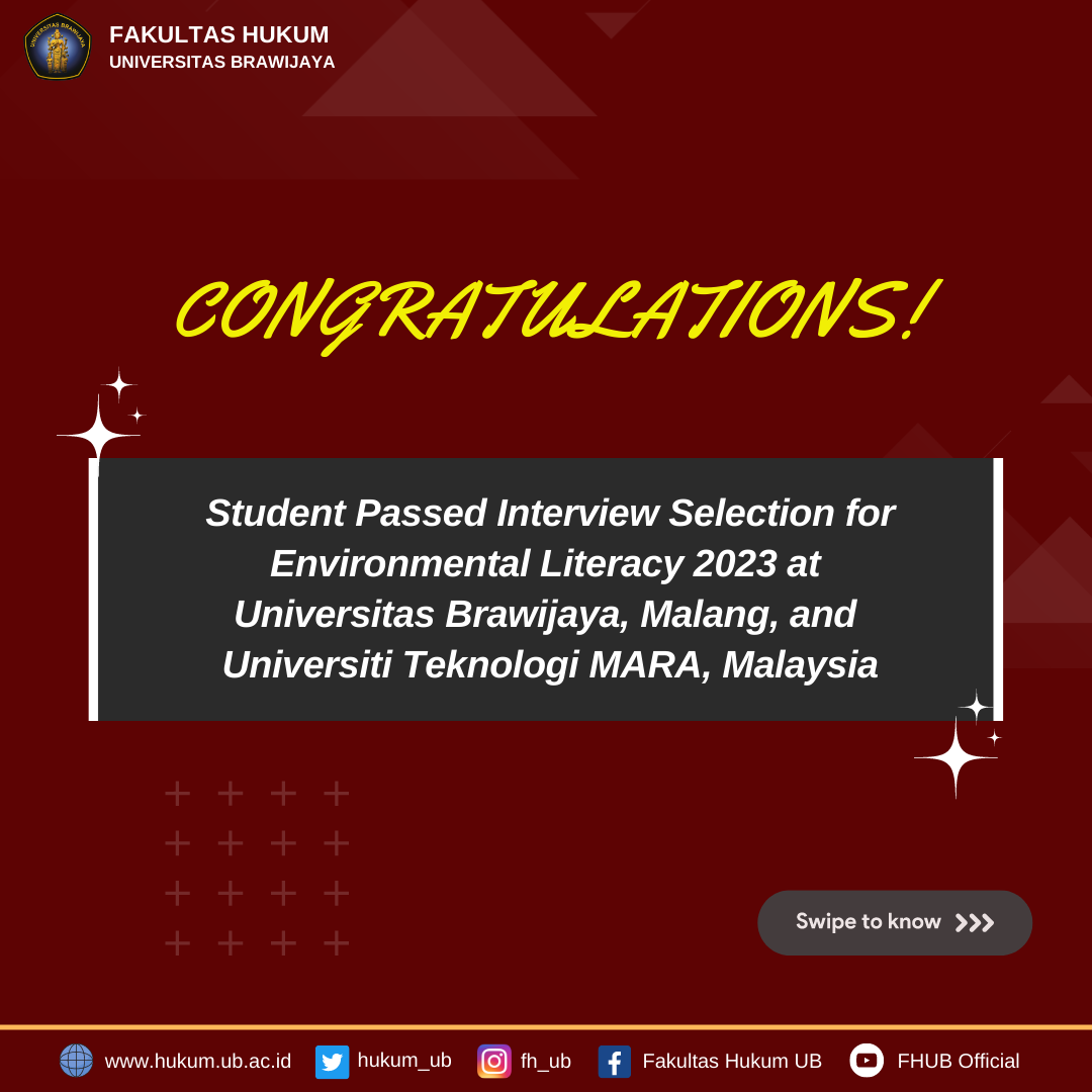 You are currently viewing Students Passed Interview Selection for Environmental Literacy 2023 at Universitas Brawijaya, Malang, and Universiti Teknologi MARA, Malaysia