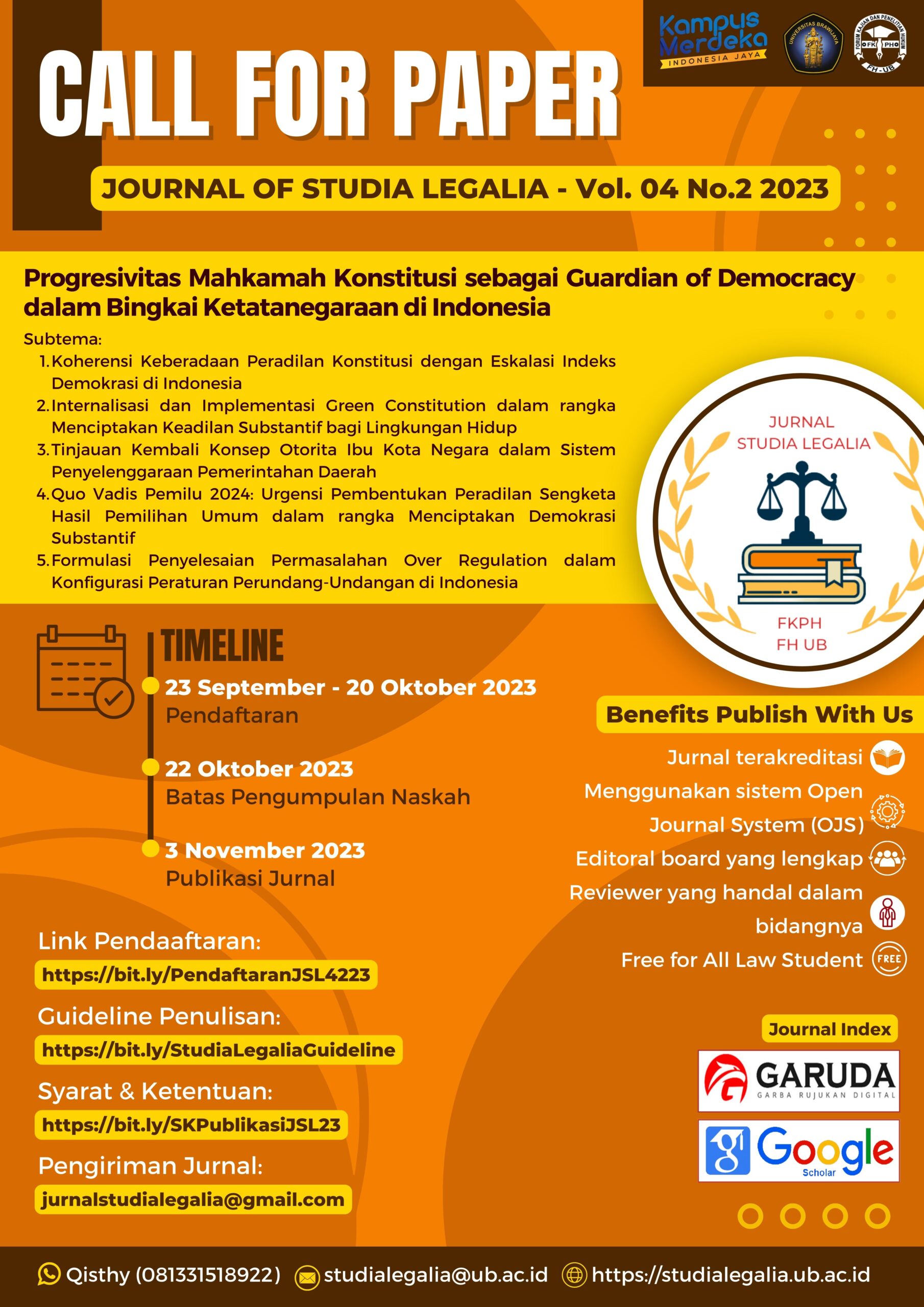 Call For Paper of Studia Legalia Journal Fakultas Hukum Universitas